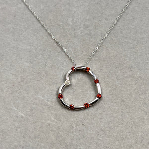 1/2 Ct Red & White Diamond Heart Pendant 14K White Gold, Romantic Heart-Shaped Diamond Necklace