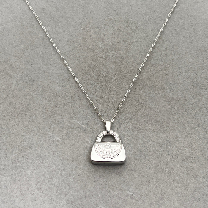 Diamond Purse Pendant 14K White Gold | 0.25–0.30 ct Natural Diamonds | Women’s Fine Jewelry Gift with 18" Singapore Chain