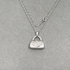 Diamond Purse Pendant 14K White Gold | 0.25–0.30 ct Natural Diamonds | Women’s Fine Jewelry Gift with 18" Singapore Chain