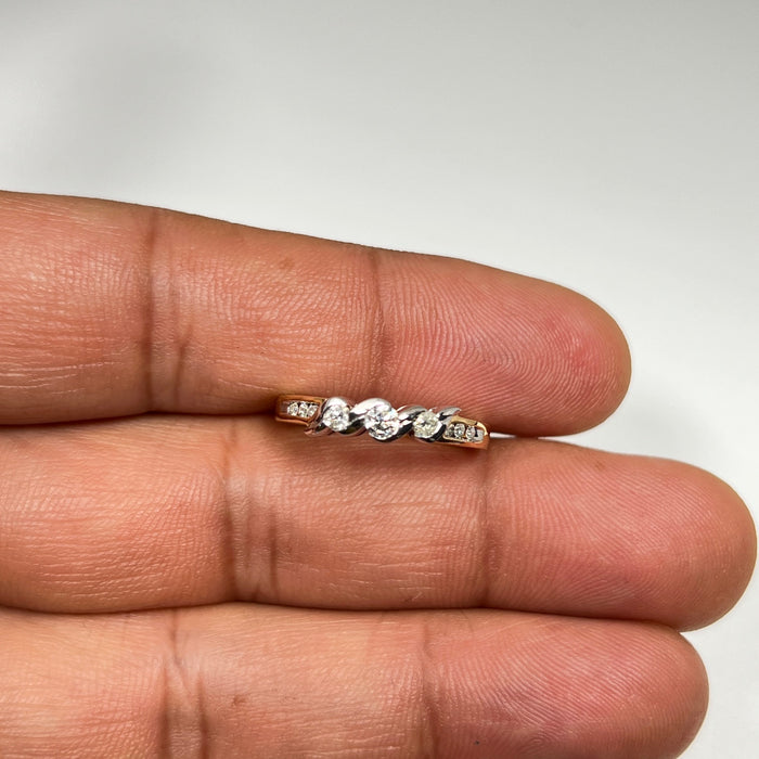 0.20–0.25 Ct SI2–I1 I–J Color Diamond Three-Stone Ring 18K Two-Tone Gold, Classic Engagement or Anniversary Ring