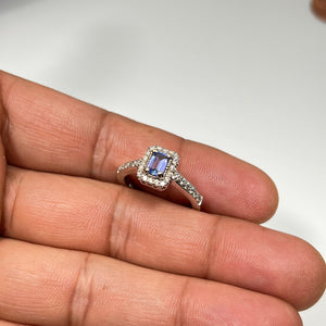 0.42 Ct Diamond & 0.60 Ct Tanzanite Ring 14K White Gold, Elegant Gemstone Engagement or Statement Ring