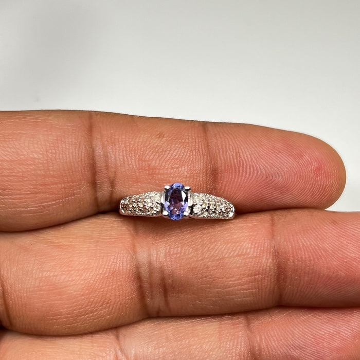 1/3+ Ct Diamond & Tanzanite Ring 14K Gold, Elegant Blue Gemstone Engagement or Statement Ring
