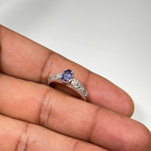 1/3+ Ct Diamond & Tanzanite Ring 14K Gold, Elegant Blue Gemstone Engagement or Statement Ring