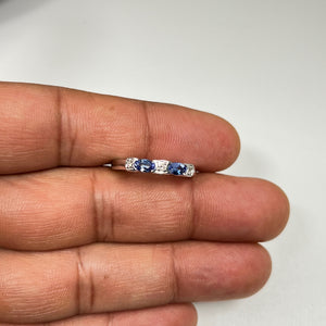 0.12 Ct Diamond & 0.46 Ct Tanzanite Ring 14K White Gold, Elegant Blue Gemstone Engagement or Statement Ring