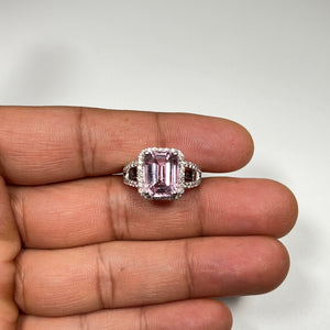 0.56 Ct Diamond & Kunzite Ring 14K Gold, Elegant Pink-Purple Gemstone Engagement or Statement Ring
