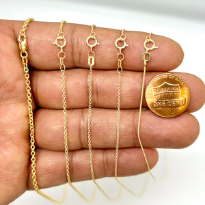 14k Yellow Gold Round Cable Chain Necklace 16-18 Inches - Thin to Thick Options (0.7mm - 2.1mm) - Classic Gold Chain for Pendants & Everyday Wear