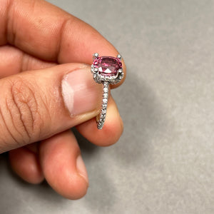 Pink Tourmaline & Diamond Ring 14K White Gold | 1.50 ct Tourmaline + 0.50 ct Diamonds | Natural Gemstone Women’s Fine Jewelry