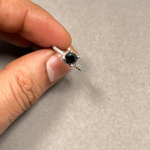 Black Diamond & White Diamond Ring 14K White Gold | 0.85 ct Black Diamond + 0.48 ct Diamonds | Women’s Fine Jewelry