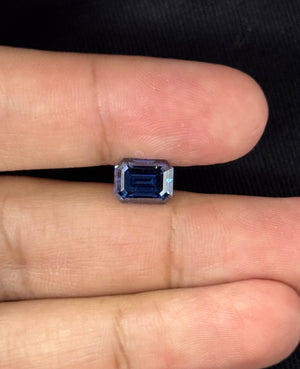 Lab Grown Sapphire Blue Moissanite Emerald Cut Eye Clean DEF Color Available in 9x7mm