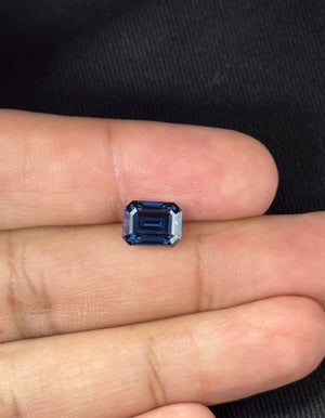Lab Grown Sapphire Blue Moissanite Emerald Cut Eye Clean DEF Color Available in 9x7mm