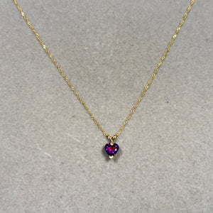 14K yellow gold heart amethyst pendant with 6mm stone