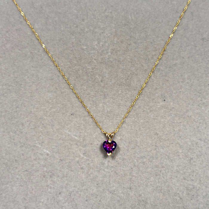 Heart Amethyst Pendant 14K Yellow Gold | 6mm AAA Natural Amethyst | 0.67 ct Violet Gemstone Necklace with 18” Chain