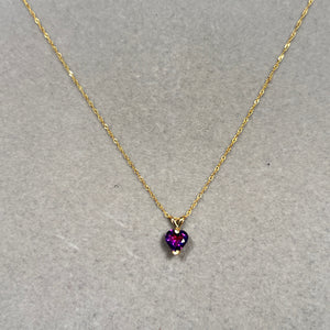 Heart Amethyst Pendant 14K Yellow Gold | 6mm AAA Natural Amethyst | 0.67 ct Violet Gemstone Necklace with 18” Chain