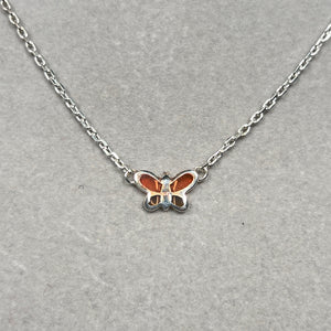 Butterfly Children’s Necklace Sterling Silver | Resin Enamel Design + 0.01 ct Diamond Accent | 13.5–14.5" Chain