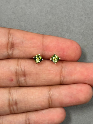 1.11–1.24 Cts Peridot Stud Earrings in 14K Yellow Gold | Natural Peridot Birthstone Earrings, August Birthstone ,Classic Round Peridot