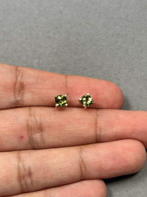 1.11–1.24 Cts Peridot Stud Earrings in 14K Yellow Gold | Natural Peridot Birthstone Earrings, August Birthstone ,Classic Round Peridot
