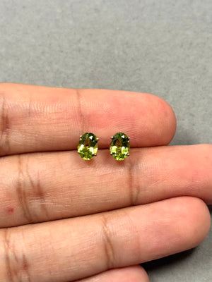 1.55–1.97 Cts Peridot Stud Earrings in 14K Yellow Gold | Natural Peridot Birthstone Earrings, August Birthstone Jewelry