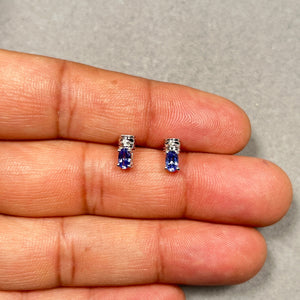 Violet Tanzanite Diamond Stud Earrings | 14K White Gold