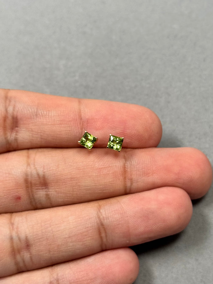 0.53–0.77 Cts Peridot Stud Earrings in 14K Yellow Gold | Natural Peridot Birthstone Earrings, August Birthstone Jewelry, Classic Earrings