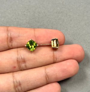 4.60–4.79 Cts Peridot Stud Earrings in 14K Yellow Gold | AAA Round Peridot Birthstone Earrings, August Birthstone Jewelry, Elegant Studs