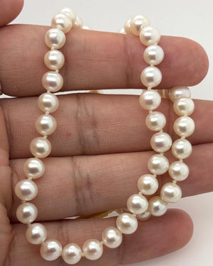Akoya Pearl Necklace | 17" Knotted Round Freshwater Pearls — Classic Bridal Jewelry Gift