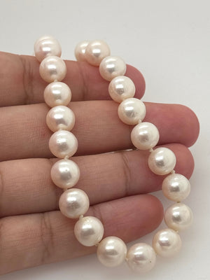 Akoya Pearl Necklace | 14K Yellow Gold Knotted Freshwater Pearl Strand — Luxury Anniversary Gift for Her