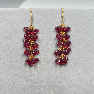 Garnet Briolette Earrings 18K Yellow Gold | 30 ct Natural Garnet Drops | French Wire Gemstone Earrings