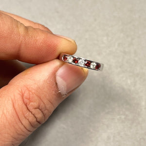 Red & White Diamond Wedding Band 14K White Gold | 0.42 ct Total | Channel Set Natural Diamonds | 3–4mm Band