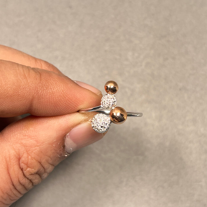 Two Tone Diamond Ring 14K White & Pink Gold | 0.22–0.28 CT I-J SI1-SI2 | Dainty Womens Ring | Fine Jewelry Gift | Engagement Promise Ring