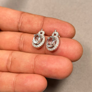 Aquamarine Halo Earrings 14K White Gold | 1.7–2.3 ct Stones + 0.25 ct Diamonds | Natural Gemstone Studs Gift