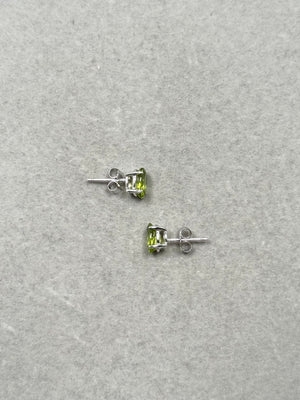 Oval Peridot Stud Earrings: 14K White Gold AAA Gemstone