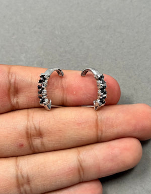 Black Diamond Huggie Earrings: 0.52 Ct AA 14K White Gold Hoops