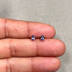 5x3mm oval tanzanite stud earrings in 14k white gold
