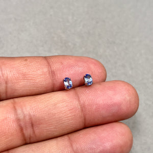 0.50ct Oval Tanzanite Stud Earrings | 14K White Gold Solitaire Studs | 5x3mm Natural Violet Gemstone | December Birthstone Jewelry