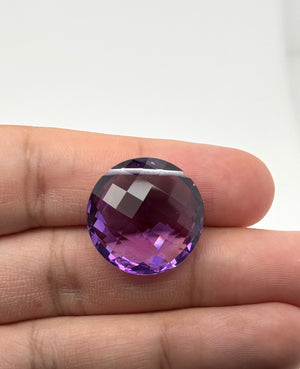 Amethyst Round Disc Briolette Bead 22mm Side Drilled | Natural Purple Gemstone for Jewelry Making & Wire Wrapping