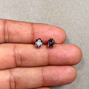 AAA Alexandrite Oval Stud Earrings 8x6mm in 14K White Gold | 2.80–3.90 CT Lab Created | Fine Jewelry Gift | Color Change Gemstone