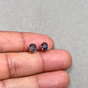 8x6mm oval alexandrite stud earrings in 14K white gold