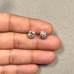 Round 8mm morganite stud earrings in 14K white gold