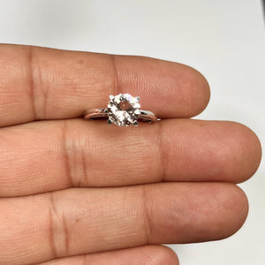 8mm Natural Morganite Scroll Solitaire Ring in 14K White Gold | Round Pink Morganite Engagement Ring | Women’s Fine Jewelry