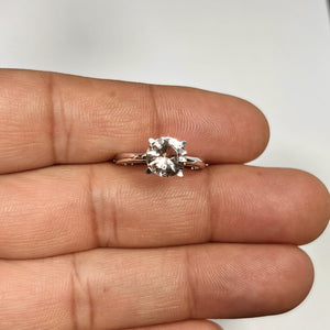 8mm round pink morganite solitaire ring in 14K white gold