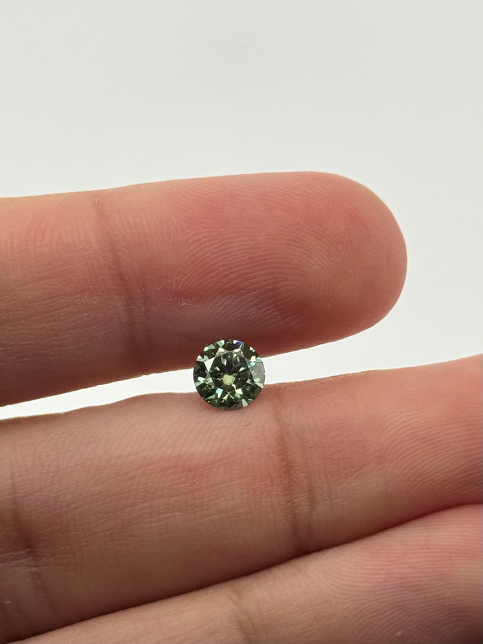 Round 6.5mm Green Yellow Moissanite Gemstone | Brilliant Cut Loose Stone for Engagement Ring, Jewelry Making
