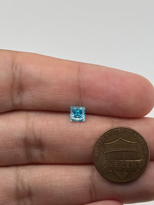 Sea Blue Moissanite Coated Princess Cut 5mm Loose Gemstone | Precision Faceted Stone for Jewelry Making