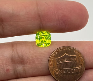 Lab Created Neon Yellow Lug Yellow Cushion Cut Gemstone - 8mm Loose Stone for Jewelry Making
