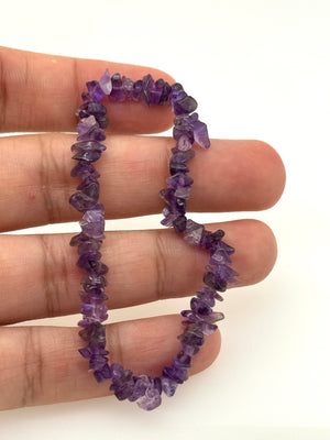 Amethyst Beaded Bracelet | Natural Amethyst Stretch Bracelet | Purple Crystal Healing Bracelet | Gift for Women & Men