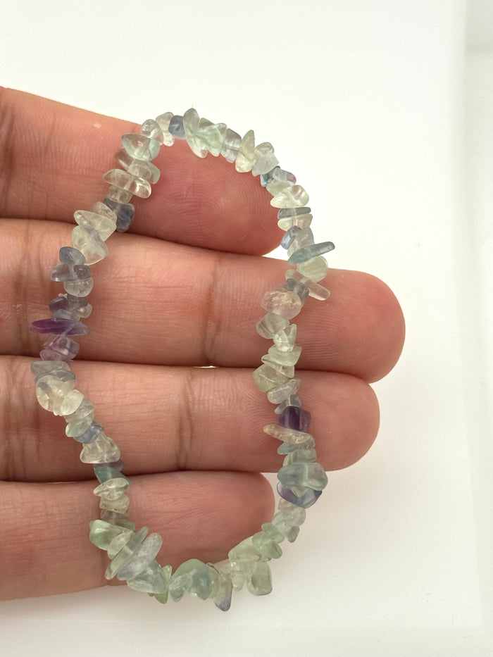 Fluorite Beaded Bracelet | Natural Rainbow Fluorite Stretch Bracelet | Healing Crystal Jewelry | Gift for Women & Men