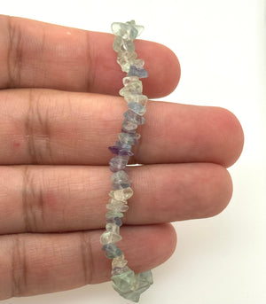 Fluorite Beaded Bracelet | Natural Rainbow Fluorite Stretch Bracelet | Healing Crystal Jewelry | Gift for Women & Men