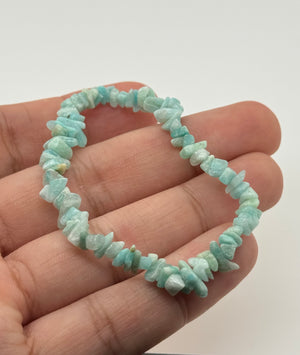 Handcrafted Amazonite bracelet for women, featuring smooth 6mm teal gemstone beads on a durable stretch cord. Lightweight and perfect for stacking, this calming beaded bracelet brings soothing energy and modern elegance to daily outfits, meditation routines, or casual styling. Ideal for self-care gifts. 