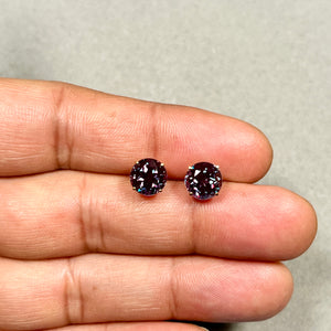 8mm lab-created alexandrite stud earrings in 14K yellow gold