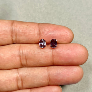 AAA Oval Russian Lab Created Alexandrite Stud Earrings 1.90-2.26 Cts 7x5 mm 14K White Gold