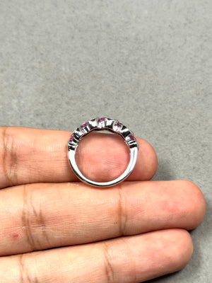 0.16 Ct Diamond & 1.00 Ct Pink Sapphire Ring in 14K White Gold